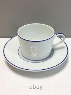Raynaud Blue Line Cup & Saucer 2-Pieces Set White Porcelain Pre-owned H2xW3