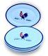 Set (8) Chinese Rooster 14 Oval Dinner Plates Blue & White Ceramic Stoneware