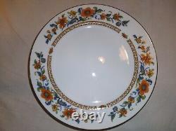 Sango Diplomat White Porcelain Luncheon Plates Blue Orange Flower 7.5 Set Of 7