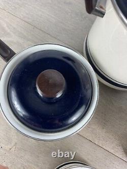 Sanko Classic Series cookware 4x pan set with Lids Blue & White Porcelain