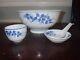 Set 4 Large Chinese Blue & White Porcelain Noodle Bowls With Tea Cup Plate Spoon