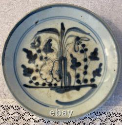 Set Of 3 Antique Chinese Zhangzhou Swatow ware blue white porcelain plates 6
