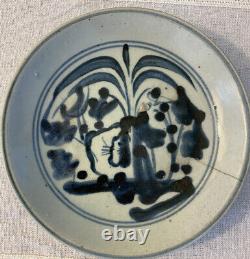 Set Of 3 Antique Chinese Zhangzhou Swatow ware blue white porcelain plates 6