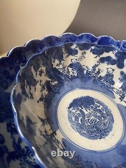 Set Of 3 Nesting Blue And White Antique Japanese Bowls, Exceptional Pieces