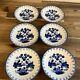 Set Of 6 Vintage Blue And White Decorated Signed Plate Jintong Boy 4 5/8