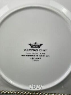 Set Of 8 Grand Blanc Plates by Christopher Stuart Blue White Daisy Flower RARE