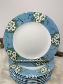Set Of 8 Grand Blanc Plates by Christopher Stuart Blue White Daisy Flower RARE