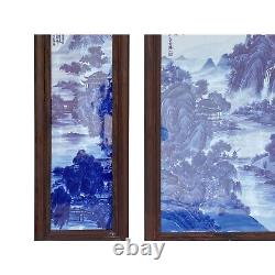 Set of 3 Chinese Porcelain Blue White Mountain Scenery Wall Panel cs7247