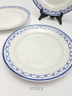 Set of 4 Antique Belgian Vieux Tournai Soft Porcelain Plates Blue White