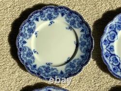 Set of 5 English Blue & White Porcelain 8 Dessert Salad Plates C1890