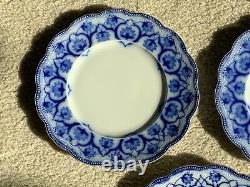 Set of 5 English Blue & White Porcelain 8 Dessert Salad Plates C1890