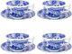 Spode Blue Italian Tceeacups And Saucers Set Of 4, 7 Oz Fine Earthenware