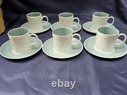 Sussie Cooper Set of 6 Blue & White Raised Dots Cups & Saucers 12 Pieces 1950'S