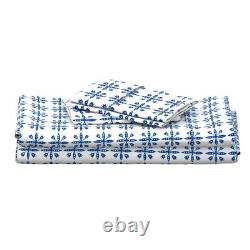 Swedish Floral Blue White 100% Cotton Sateen Sheet Set by Spoonflower