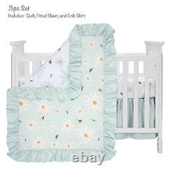 Sweet Daisy Blue/White 3-Piece Floral Baby Crib Bedding Set