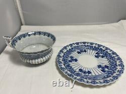 Vintage Asian Porcelain Bone China Blue White Teacup Saucer Set