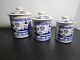 Vintage Blue Willow Set Of Three Kitchen Canisters With Lids 6 5 4