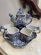 Vintage Oriental Blue/white Dragon Design Porcelain Tea Pot Set