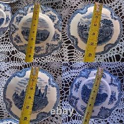 Vintage Porcelain Blue White Johnson Bros International Landmarks Dish Plate Set