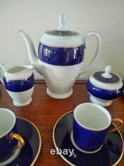 Vintage Rosenthal Classic Rose Collection Demitasse Coffee Set Blue and White