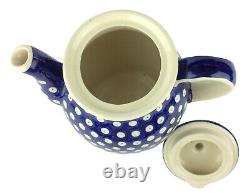 Wiza Poland Polish Bunzlau Pottery Bird's Eye Blue White 30 pc Dishes Set