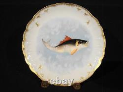 Wm Guerin Limoges Shell Mold Hand Painted 8 Pieces Fish Set 1900-1932