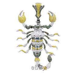 Yellow, Blue & White Pave Set Lab-Created Diamonds Amazing Scorpion Mens Pendant